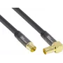 GoodConnections καλώδιο κεραίας SAT SmartFLEX, γωνιακό βύσμα IEC/ομοαξονικό αρσενικό σε υποδοχή θηλυκή, επιχρυσωμένο, τετραπλά θωρακισμένο, θωράκιση 120dB, μαύρο, 15m (GC-M2078)