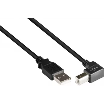 GoodConnections Καλώδιο USB 2.0 A σε B γωνιακό προς τα κάτω 2m Μαύρο