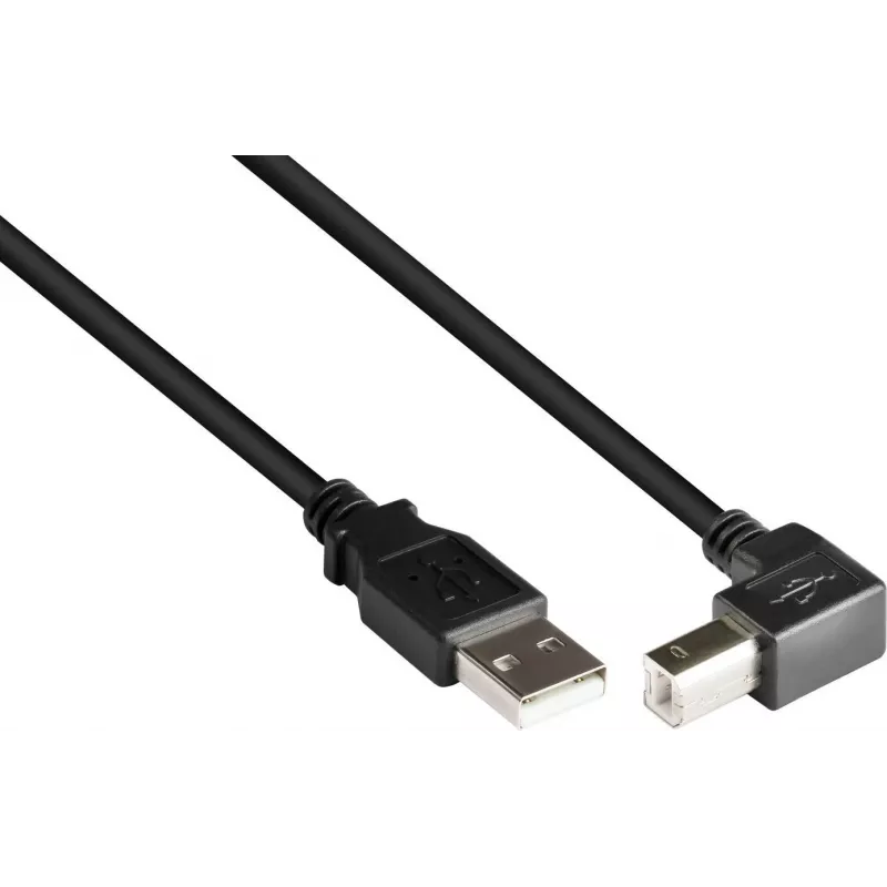 GoodConnections Καλώδιο USB 2.0 A σε B γωνιακό προς τα κάτω 2m Μαύρο