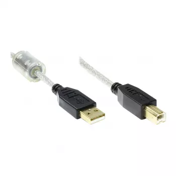 Good Connections καλώδιο USB 2.0 υψηλής ποιότητας με πυρήνα φερρίτη και επαφές χρυσού, διαφανές, 5m