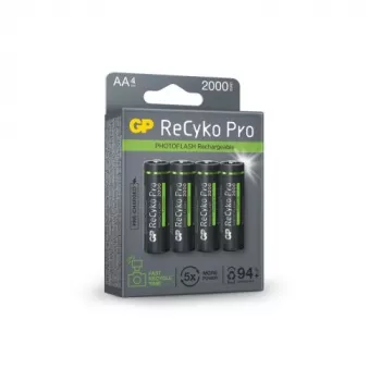 GP Μπαταρία (AA) Επαναφορτιζόμενη ReCyko+ Pro Fast Flash, NiMH, συσκευασία 4 τεμ., 2000mAh