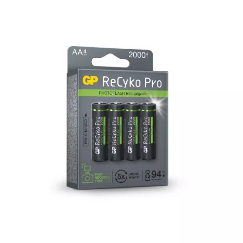 GP Μπαταρία (AA) Επαναφορτιζόμενη ReCyko+ Pro Fast Flash, NiMH, συσκευασία 4 τεμ., 2000mAh