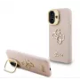 Guess Apple iPhone 16 Pro Max PU Κόκκος 4G Logo Stand Θήκη με πλαίσιο κάμερας ροζ