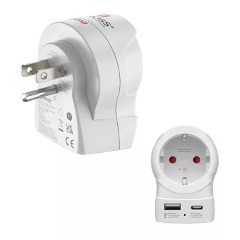 Hama Ταξιδιωτικός Προσαρμογέας EU σε US 1x USB-A USB-C P - Καλώδιο - Ψηφιακό/Δεδομένα