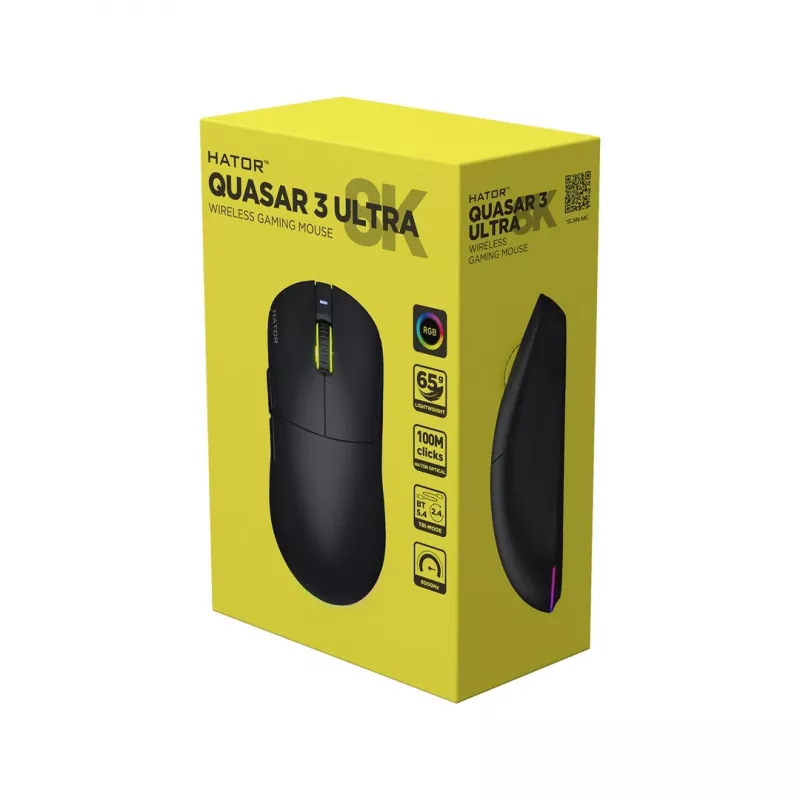 Hator Quasar 3 Ultra 8K Ασύρματο Ποντίκι Gaming Μαύρο