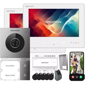 Hikvision DS-KIS705EY/2Monitors IP Kit Βιντεοεπικοινωνίας με 2 Εσωτερικούς Σταθμούς, 2 MP Θυροτηλεόραση, Οθόνη Αφής 7 Ιντσών, Wi-Fi, PoE