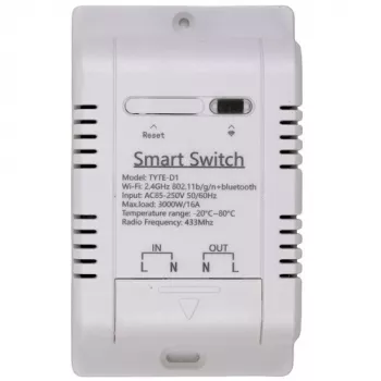 HISMART TUYA Smart Διακόπτης 1 Καναλιού με Εξωτερικό Αισθητήρα Θερμοκρασίας, Wi-Fi & RF, 16A, AC 85-250V