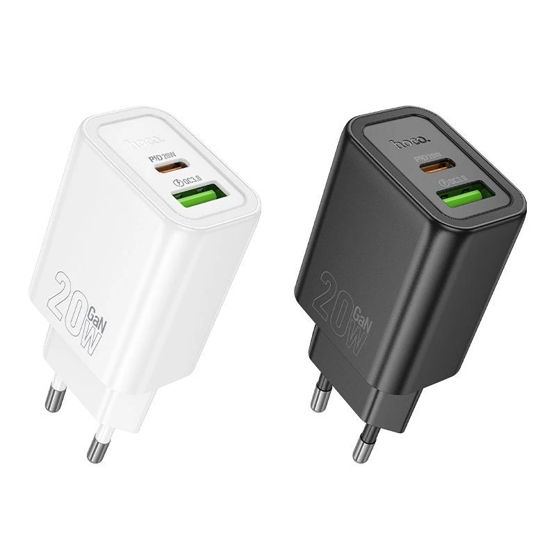 Hoco N61 Gentle PD20W+QC3.0 Φορτιστής (EU) Μαύρος