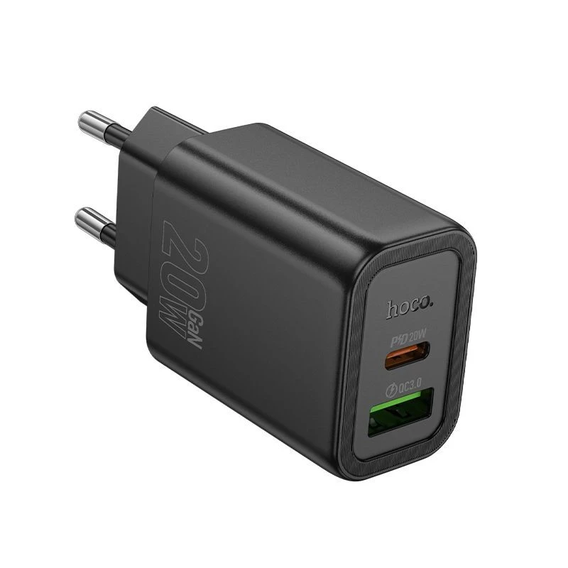 Hoco N61 Gentle PD20W+QC3.0 Φορτιστής (EU) Μαύρος