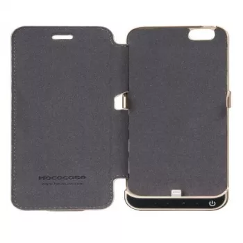 Hoco Ultra Thin Θήκη Μπαταρίας 3000mAh με Θήκη Δέρματος για Apple iPhone 6/6S Μαύρο