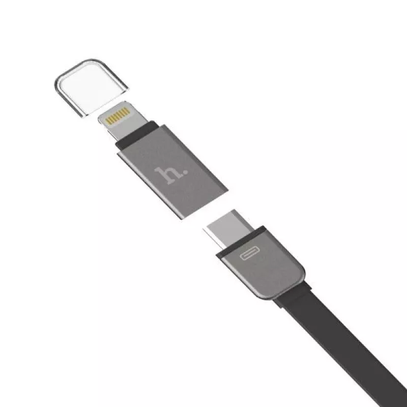 Hoco Universal UCL01 Καλώδιο Πολλαπλών Λειτουργιών Apple + Micro USB Ασημί 1,2 m