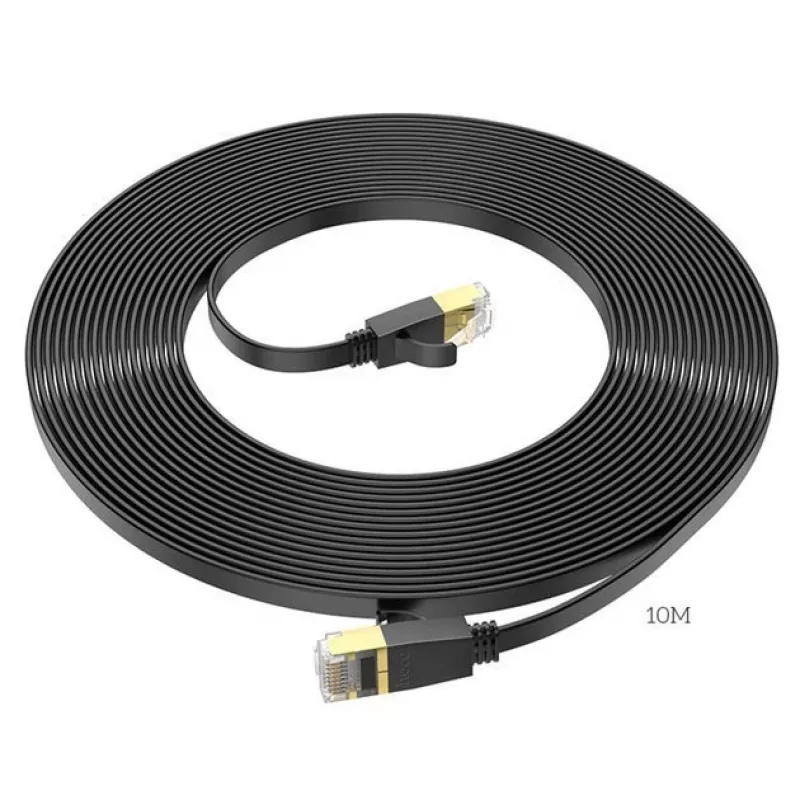 Hoco US07 General Pure Copper Flat Καλώδιο Δικτύου (10m) Μαύρο