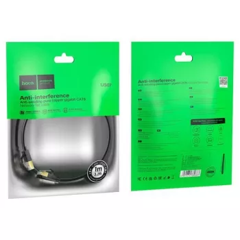 HOCO US07 General Pure Copper Flat Καλώδιο Δικτύου (1m) Μαύρο