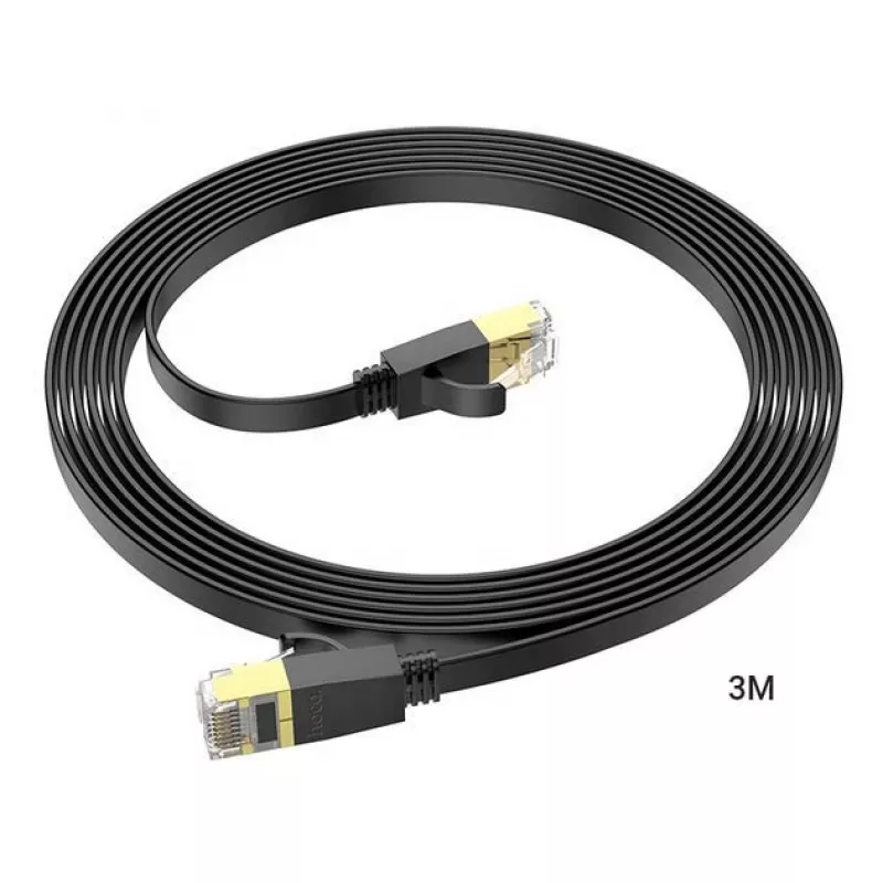 Hoco US07 General Pure Copper Επίπεδο Καλώδιο Δικτύου (3M) Μαύρο