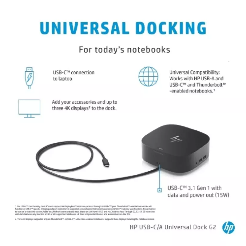 HP USB-C Dock G5 (5TW10AA) Σταθμός Σύνδεσης, Μαύρο