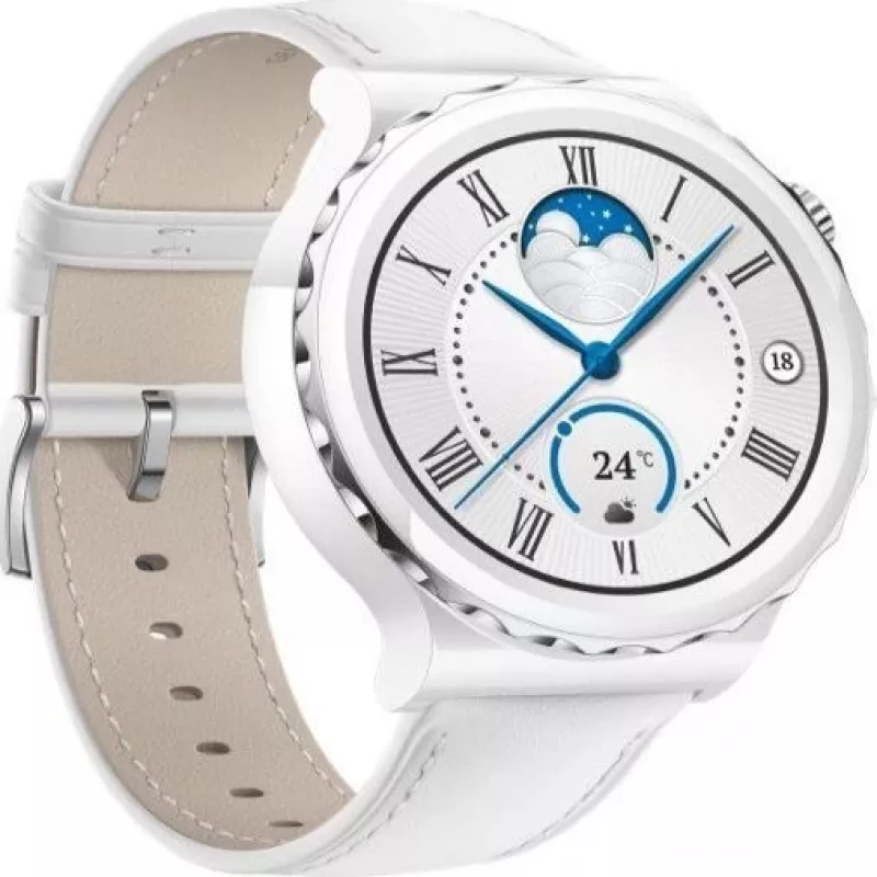 Huawei Watch GT 3 Pro 43mm Δερμάτινο Λουράκι Λευκό