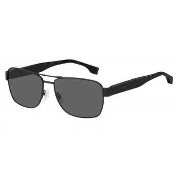 HUGO BOSS BLACK BOSS1441S807 ανδρικό ορθογώνιο γυαλί ηλίου - μαύρος σκελετός γκρι φακοί 60/16/150 mm