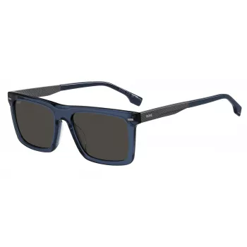 HUGO BOSS BLACK BOSS1765GSPJP ανδρικό ορθογώνια γυαλιά ηλίου - μαύρο σκελετό, γκρι φακούς, 55/18/150 mm