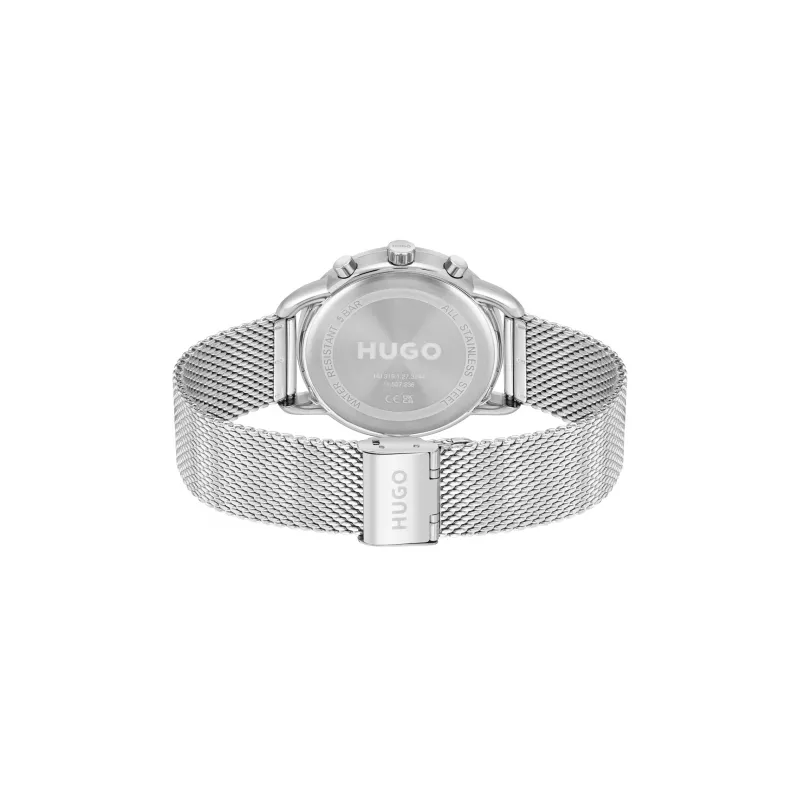 HUGO MAN 1530236 44mm quartz αναλογικό ρολόι μαύρο σιλικόνης λουράκι