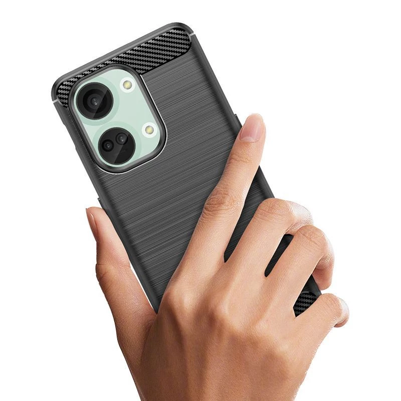 Hurtel Carbon Θήκη σιλικόνης για OnePlus Ace 2V / OnePlus Nord 3 - μαύρο