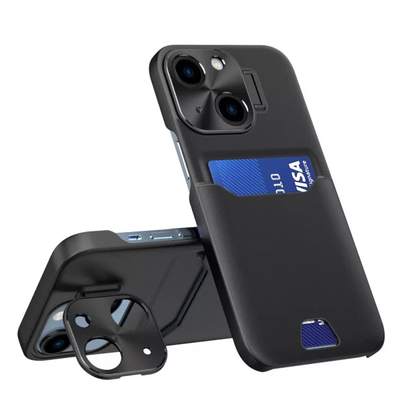 HURTEL iLike Apple iPhone 14 Δερμάτινη Θήκη Stand Cover με Θήκη Καρτών και Βάση Μαύρη