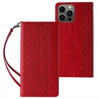 Hurtel Magnet Strap Θήκη για iPhone 13 Pro Max - Wallet Folio με αφαιρούμενο λουράκι λαιμού και μενταγιόν - Κόκκινο