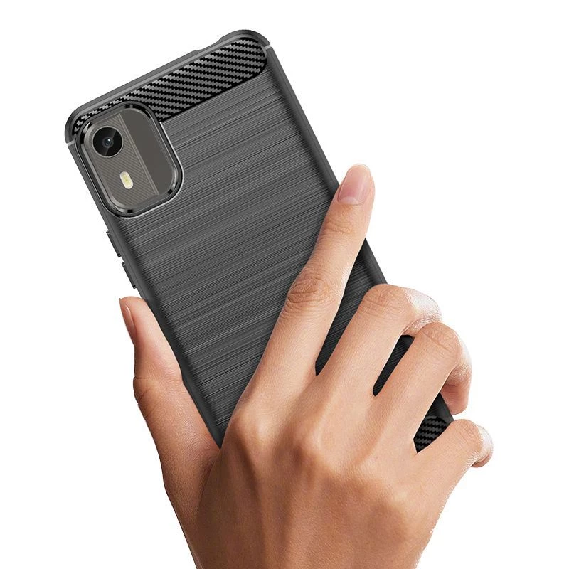 Hurtel Θήκη Σιλικόνης Carbon για Nokia C12 / C12 Pro / C12 Plus - Μαύρο