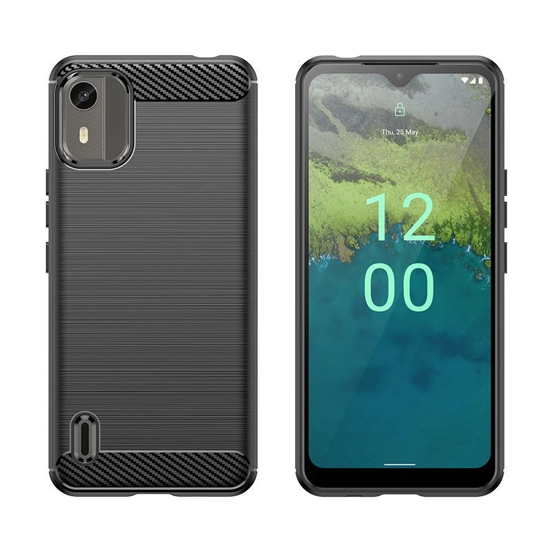 Hurtel Θήκη Σιλικόνης Carbon για Nokia C12 / C12 Pro / C12 Plus - Μαύρο