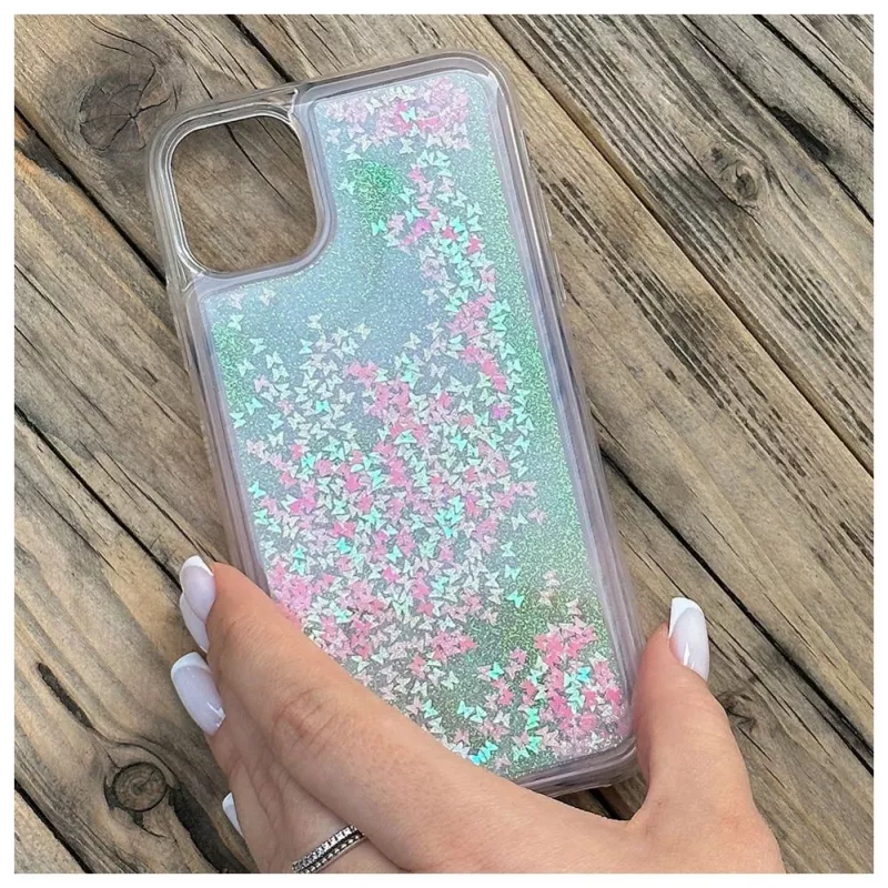 iLike Θήκη Σιλικόνης Water Glitter για Apple iPhone 11 Ροζ
