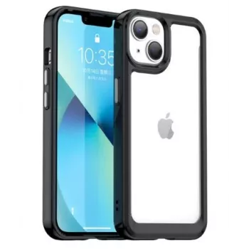 iLike Apple iPhone 14 σκληρό κάλυμμα με πλαίσιο gel διαφανές μαύρο