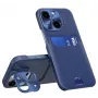 iLike Apple iPhone 14 Θήκη Δερμάτινη Stand Πορτοφόλι Κάρτας με Βάση Μπλε