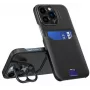 iLike Apple iPhone 14 Pro Max Δερμάτινη Θήκη Stand Wallet με Βάση Μαύρη