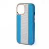 iLike Apple iPhone 15 Pro Max Θήκη με διαμάντια και δέρμα μπλε
