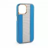 iLike Apple iPhone 15 Pro Max Θήκη με διαμάντια και δέρμα μπλε