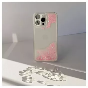iLike Apple iPhone 15 Pro Max Θήκη Σιλικόνης Water Glitter Ροζ