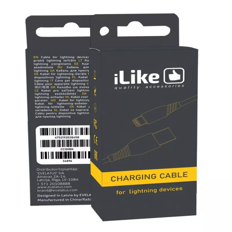 iLike Καλώδιο Φόρτισης για Συσκευές Lightning CCI01 Μαύρο