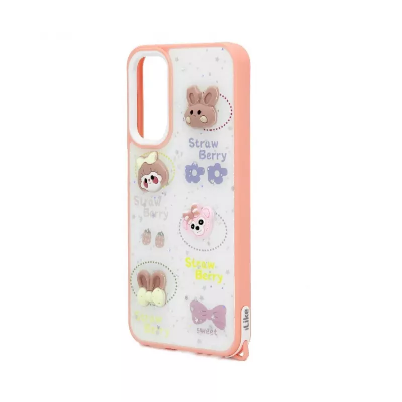 iLike Samsung Galaxy A15 Epoxy Cartoon Κάλυμμα Λευκό Ροζ