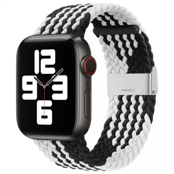 iLike Watch 42/44/45mm Braided Fabric Strap μαύρο λευκό