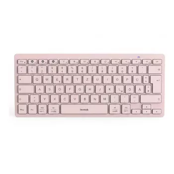 Inateck Ασύρματο πληκτρολόγιο Bluetooth QWERTZ Ροζ - Λεπτό, φορητό πληκτρολόγιο για Windows, macOS, iOS, Android