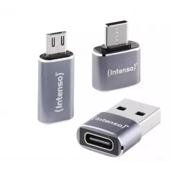 Intenso 3-in-1 προσαρμογέας USB-C multiport, USB-C σε USB-A, USB-C, Micro USB, 480 Mbit/s, 60W PD, μαύρο