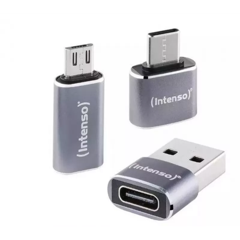 Intenso 3-in-1 προσαρμογέας USB-C multiport, USB-C σε USB-A, USB-C, Micro USB, 480 Mbit/s, 60W PD, μαύρο