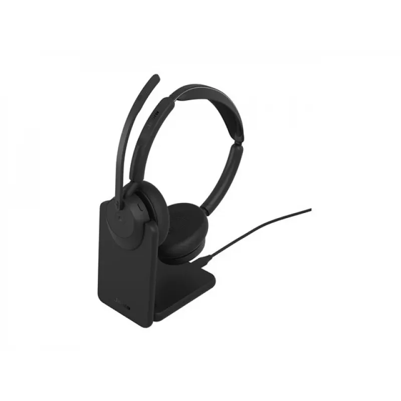 Jabra Evolve3 45 MS Stereo Headset, Link 390c, Σταθμός φόρτισης, Μαύρο