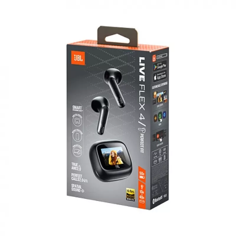 JBL LIVE Flex 4 True Wireless In-Ear Bluetooth ακουστικά με προσαρμοζόμενη ακύρωση θορύβου, Μαύρο