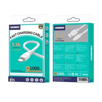 Jellico B15 Durable-Soft iPhone & iPad Lightning σε USB Καλώδιο Δεδομένων & Fast 3.1A Φόρτισης 1m Λευκό