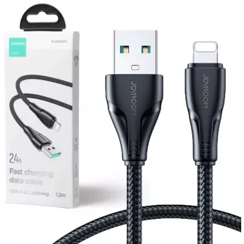 JOYROOM S-UL012A11 καλώδιο USB-A σε Lightning πλεκτό 1,2 m μαύρο