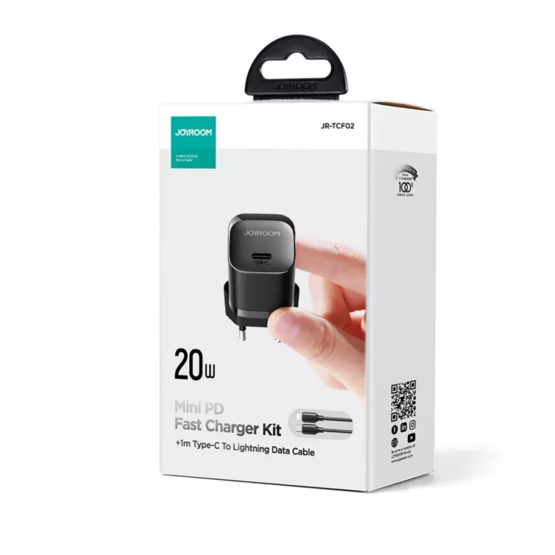 Joyroom USB-C 20W PD Mini Φορτιστής με Καλώδιο USB-C σε Lightning - μαύρο