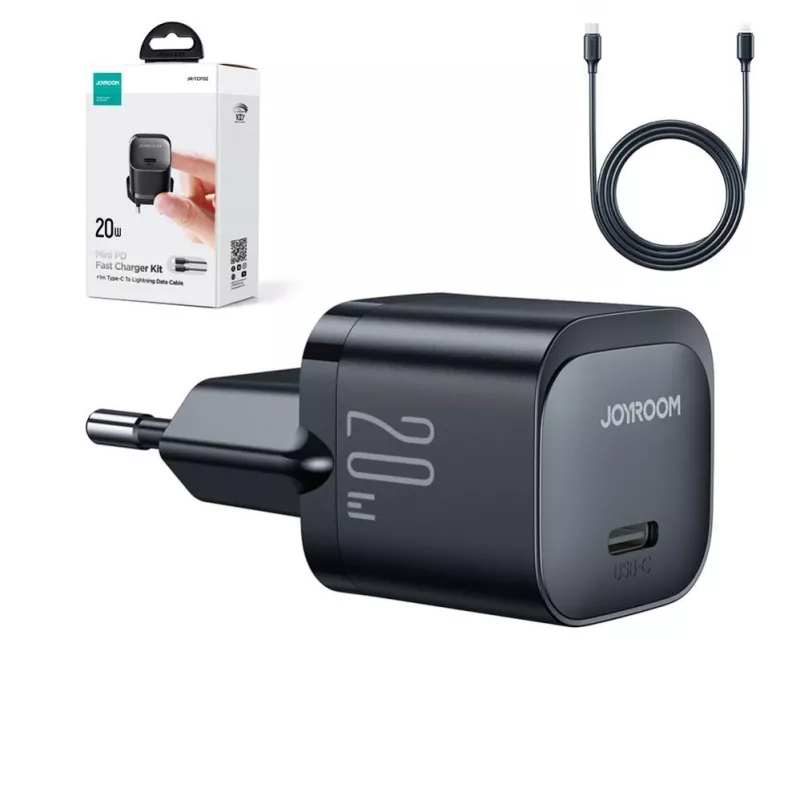 Joyroom USB-C 20W PD Mini Φορτιστής με Καλώδιο USB-C σε Lightning - μαύρο