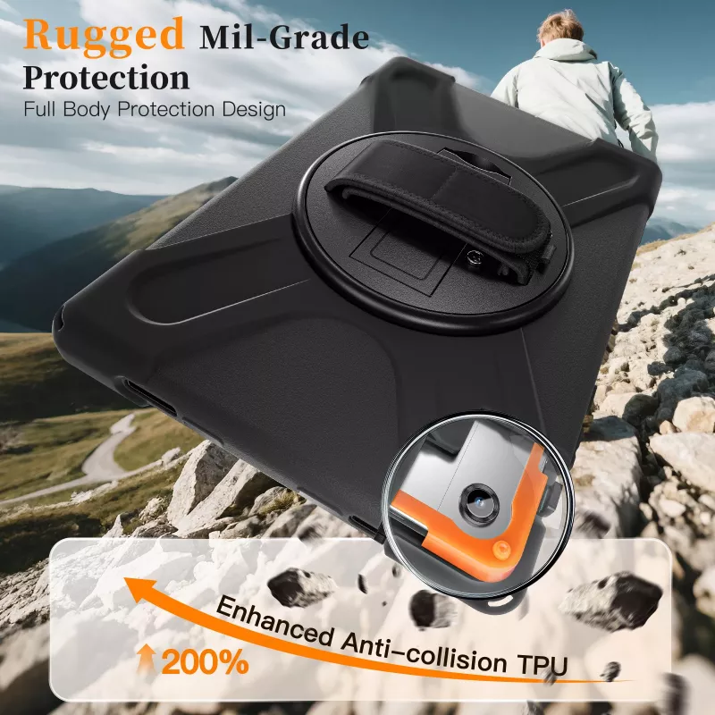 JUST MUST JM Rugged Case Grip για Samsung Galaxy Tab A11+ με ιμάντα μεταφοράς μαύρο