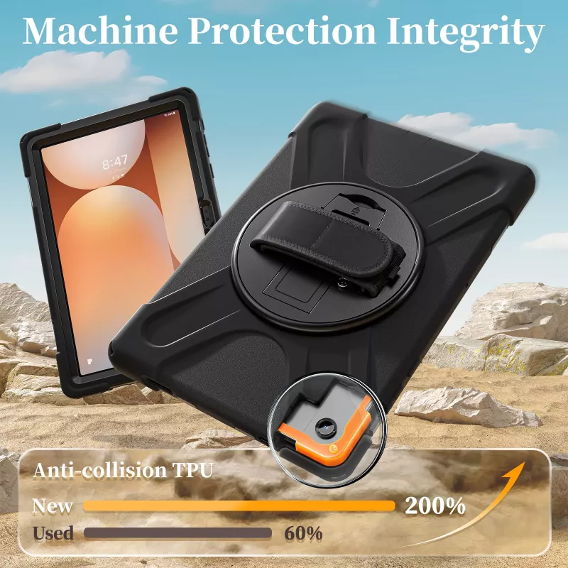 JUST MUST JM Rugged Case Grip για Samsung Galaxy Tab A11+ με ιμάντα μεταφοράς μαύρο