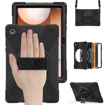 JUST MUST JM Rugged Case Grip για Samsung Galaxy Tab A11+ με ιμάντα μεταφοράς μαύρο